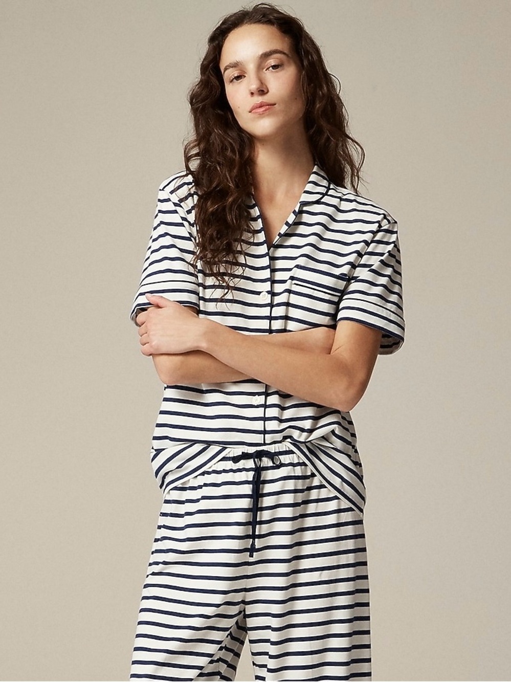 NWT J.Crew Dreamy Cotton Striped Short Sleeve Pajama Top S